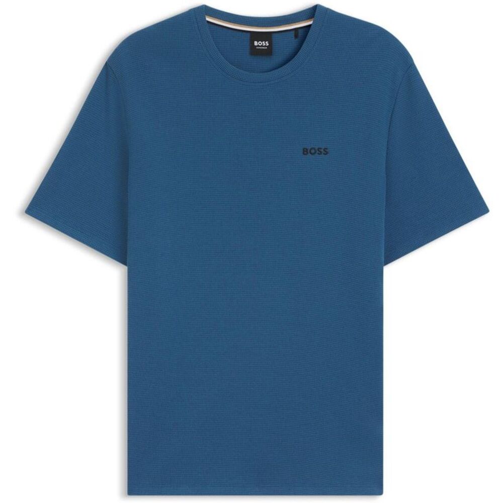 Boss Mens Waffle Knit Structured Pajama Top / Mid Blue